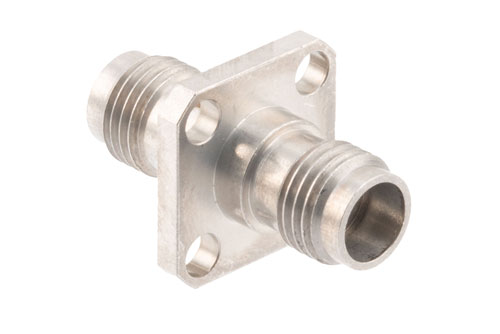 High Temperature Adapter 4 Hole Flange Mount 1.85mm Female to 1.85mm Female, 67GHz VSWR1.25, MIL-STD 348B