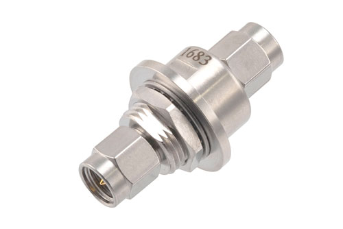 High Temperature Adapter Bulkhead Mount 3.5mm Male to 3.5mm Male, 34.5GHz VSWR1.25, MIL-STD 348B