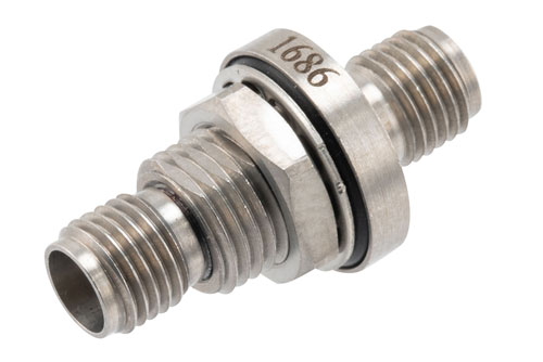 High Temperature Adapter Bulkhead Mount 3.5mm Female to 3.5mm Female Adapter, IP67 Rated 34.5GHz VSWR1.25, MIL-STD 348B