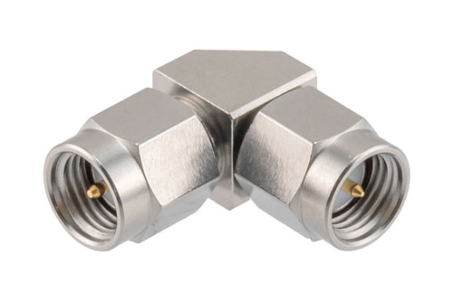 SMA Male to SMA Male Miter Right Angle Adapter, 27 GHz