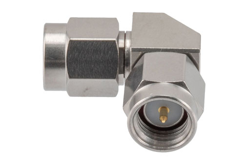 SMA Male to SMA Male Miter Right Angle Adapter, 27 GHz