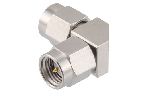 SMA Male to SMA Male Miter Right Angle Adapter, 27 GHz