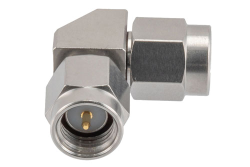 SMA Male to SMA Male Miter Right Angle Adapter, 27 GHz