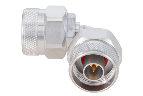 N Male to N Male Radius Right Angle Adapter, Passivated, VSWR 1.2 Max. DC-18GHz