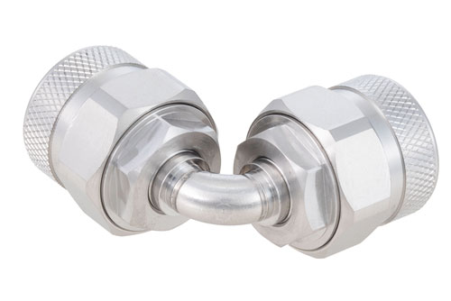 N Male to N Male Radius Right Angle Adapter, Passivated, VSWR 1.2 Max. DC-18GHz