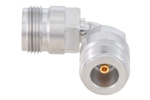 N Female to N Female Radius Right Angle Adapter, Passivated, VSWR 1.2 Max. DC-18GHz