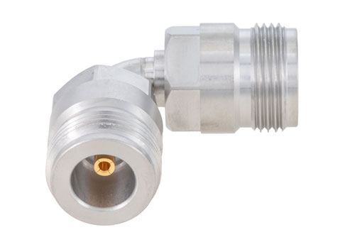 N Female to N Female Radius Right Angle Adapter, Passivated, VSWR 1.2 Max. DC-18GHz
