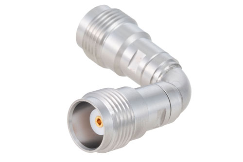 TNC Female to Female Radius Right Angle Adapter, VSWR 1.2 Max. DC-18GHz