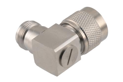 75 Ohm N Male to 75 Ohm N Female Right Angle Adapter