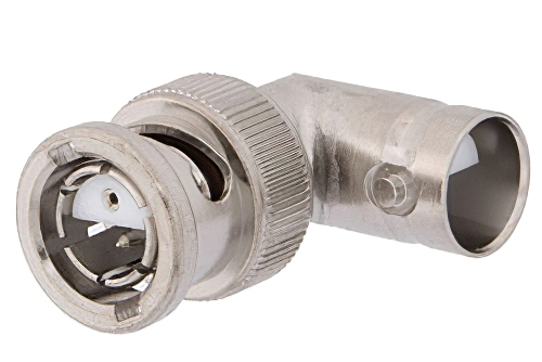 78 Ohm BNC Twinax Plug to 78 Ohm BNC Twinax Jack Right Angle Adapter