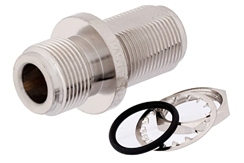 Bulkhead Mount Hermetically Sealed 75 Ohm N Female to 75 Ohm N Female Adapter