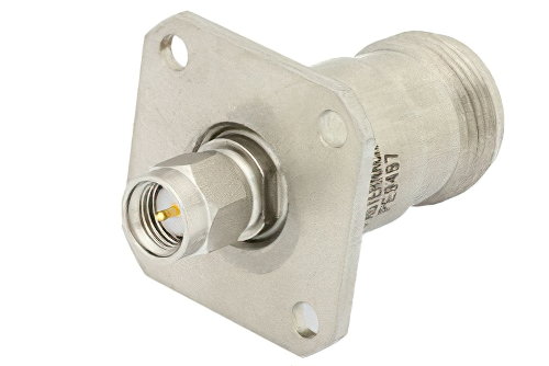 Precision SMA Male to N Female 4 Hole Flange Mount Adapter