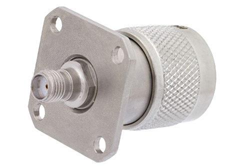 Precision 4 Hole Flange Mount SMA Female to N Male Adapter