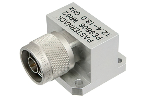 WR-62 Square Cover Flange to N Male Waveguide to Coax Adapter Operating From 12.4 GHz to 18 GHz
