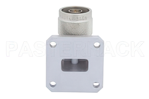 WR-62 Square Cover Flange to N Male Waveguide to Coax Adapter Operating From 12.4 GHz to 18 GHz