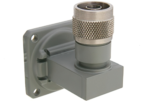 WR-90 Square Cover Flange to N Male Waveguide to Coax Adapter Operating From 8.2 GHz to 12.4 GHz