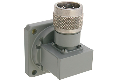WR-102 Square Cover Flange to N Male Waveguide to Coax Adapter Operating From 7 GHz to 11 GHz