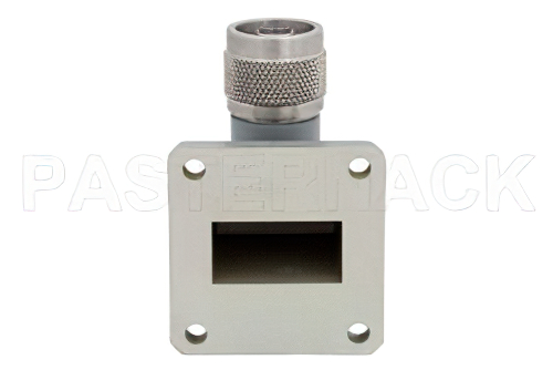 WR-102 Square Cover Flange to N Male Waveguide to Coax Adapter Operating From 7 GHz to 11 GHz