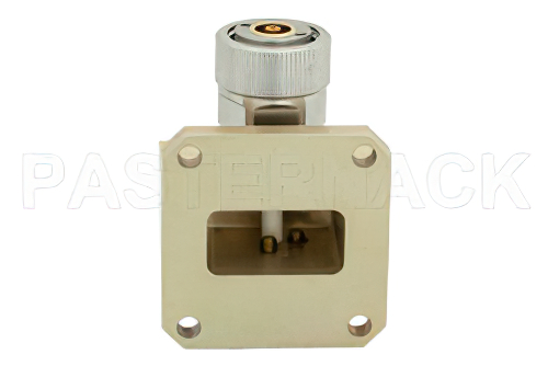 WR-102 Square Cover Flange to 7mm Sexless Waveguide to Coax Adapter Operating From 7 GHz to 11 GHz
