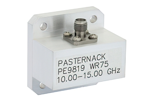 WR-75 Square Type Flange to SMA Female Waveguide to Coax Adapter Operating From 10 GHz to 15 GHz, X-Ku Band