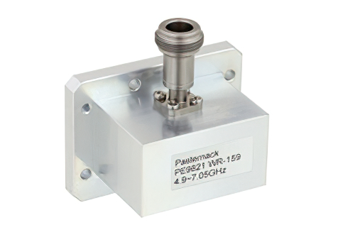 WR-159 CMR-159 Flange to N Female Waveguide to Coax Adapter Operating From 4.9 GHz to 7.05 GHz, C Band