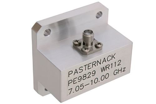 WR-112 Square Cover Flange to SMA Female Waveguide to Coax Adapter Operating From 7.05 GHz to 10 GHz