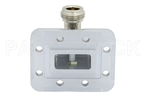 WR-430 CPR-90G Grooved Flange to N Female Waveguide to Coax Adapter Operating From 8.2 GHz to 12.4 GHz