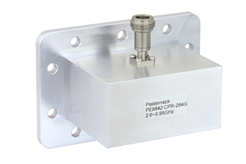 WR-284 CPR-284G Grooved Flange to N Female Waveguide to Coax Adapter Operating from 2.6 GHz to 3.95 GHz