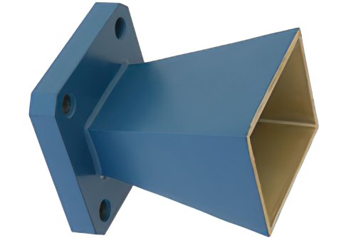 WR-75 Waveguide Standard Gain Horn Antenna Operating from 10 GHz to 15 GHz with a Nominal 10 dBi Gain with Square Cover Flange