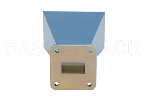 WR-75 Waveguide Standard Gain Horn Antenna Operating From 10 GHz to 15 GHz With a Nominal 15 dBi Gain With Square Cover Flange