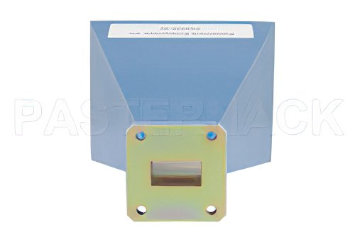 WR-75 Waveguide Standard Gain Horn Antenna Operating From 10 GHz to 15 GHz With a Nominal 20 dBi Gain With Square Cover Flange