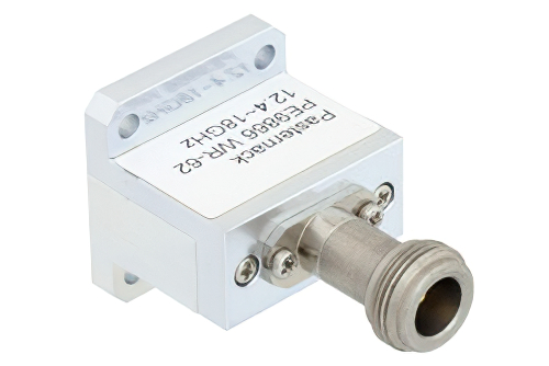 WR-62 Square Type Flange to End Launch N Female Waveguide to Coax Adapter Operating From 12.4 GHz to 18 GHz, Ku Band