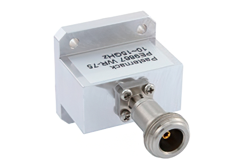 WR-75 Square Type Flange to End Launch N Female Waveguide to Coax Adapter Operating from 10 GHz to 15 GHz