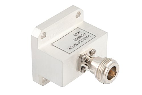 WR-90 UG-135/U Square Cover Flange to End Launch N Female Waveguide to Coax Adapter Operating From 8.2 GHz to 12.4 GHz, X Band
