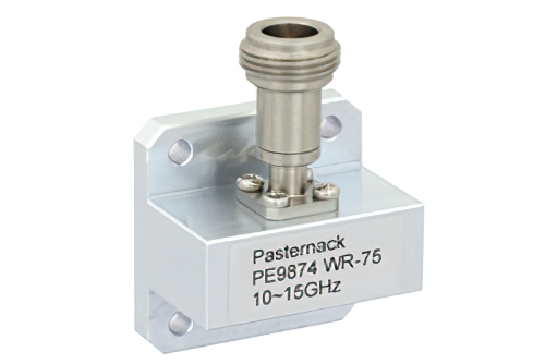 WR-75 Square Type Flange to N Female Waveguide to Coax Adapter Operating from 10 GHz to 15 GHz