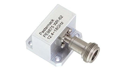 WR-62 Square Type Flange to N Female Waveguide to Coax Adapter Operating from 12.4 GHz to 18 GHz