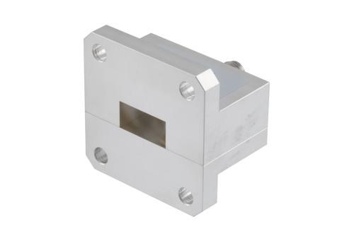 WR-51 Square Cover Flange to End Launch SMA Female Waveguide to Coax Adapter Operating From 15 GHz to 22 GHz