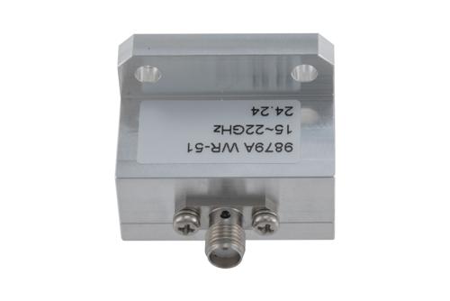 WR-51 Square Cover Flange to End Launch SMA Female Waveguide to Coax Adapter Operating From 15 GHz to 22 GHz