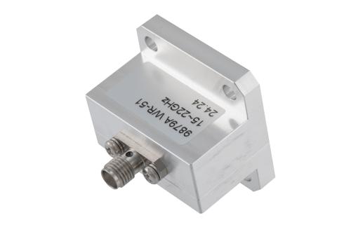 WR-51 Square Cover Flange to End Launch SMA Female Waveguide to Coax Adapter Operating From 15 GHz to 22 GHz