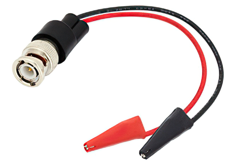 75 Ohm BNC Male to Mini Alligator Clip Adapter Breakout With 6 Inch Length Using Red and Black Wires