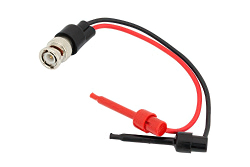 75 Ohm BNC Male to Safety Hook Adapter Breakout With 6 Inch Length Using Red and Black Wires