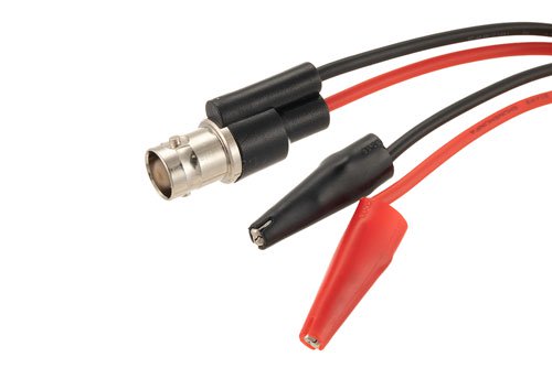 Mini Alligator Clip to 75 Ohm BNC Female Adapter Breakout With 6 Inch Length Using Red and Black Wires