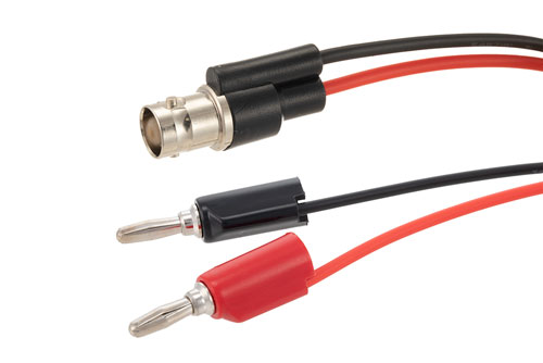 Banana Plugs to 75 Ohm BNC Female Adapter Breakout with 6.5 Inch Length Using Red and Black Wires