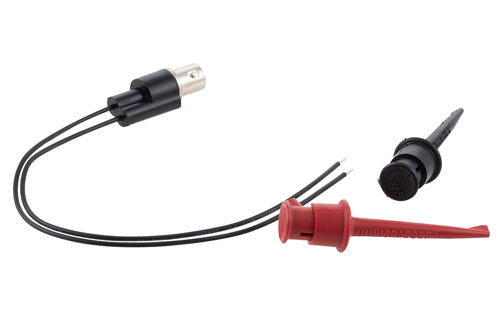 Safety Hook to 75 Ohm BNC Female Adapter Breakout With 6 Inch Length Using Red and Black Wires
