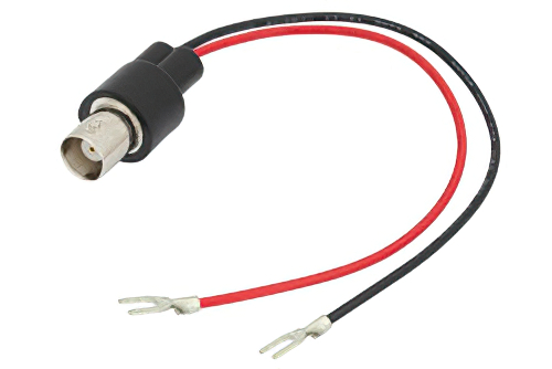 Spade Lug to 75 Ohm BNC Female Adapter Breakout With 6 Inch Length Using Red and Black Wires