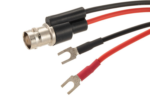 Spade Lug to 75 Ohm BNC Female Adapter Breakout With 6 Inch Length Using Red and Black Wires
