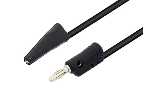 Banana Plug to Mini Alligator Clip Cable 48 Inch Length Using Black Wire