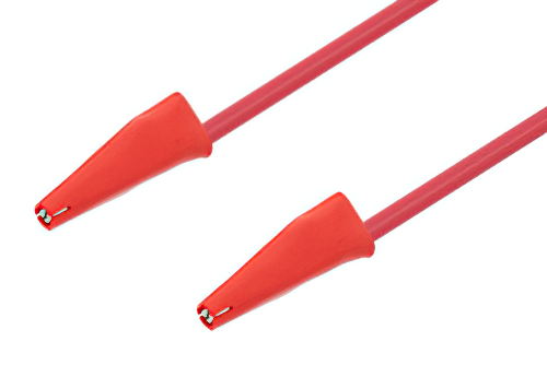 Mini Alligator Clip to Mini Alligator Clip Cable 72 Inch Length Using Red Wire