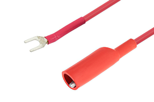Alligator Clip to Spade Lug Cable 18 Inch Length Using Red Wire