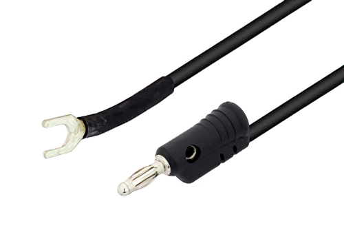 Banana Plug to Spade Lug Cable 24 Inch Length Using Black Wire